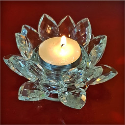 Bougeoir Fleur de Lotus en Cristal - 110 mm