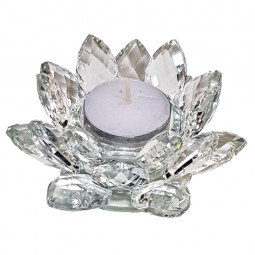 Bougeoir Fleur de Lotus en Cristal - 110 mm