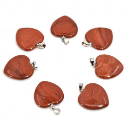 Pendentif Coeur en Jaspe Rouge
