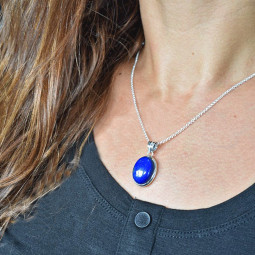 Pendentif Cabochon en Lapis-Lazuli et Argent
