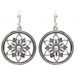 Boucles d'Oreilles Lotus et Pierre de Lune