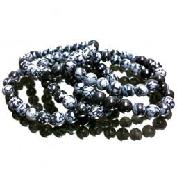 Bracelet en Obsidienne Neige - Boules  de 6 ou 8 mm