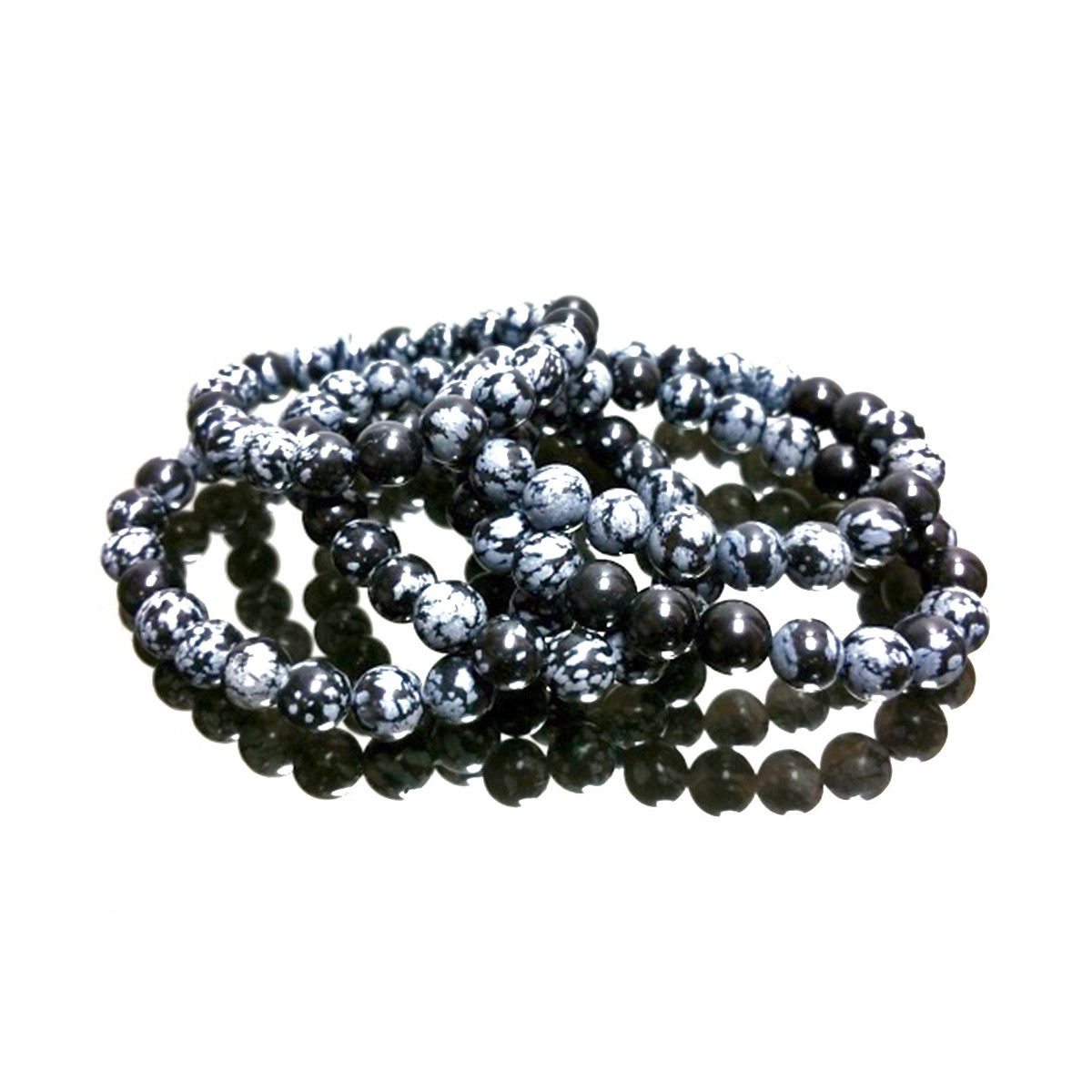 Bracelet Boules en Obsidienne Neige