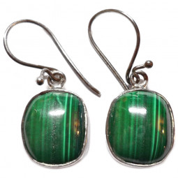 Boucles d'Oreilles en Malachite & Argent