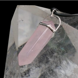 Pendentif Pointe en Quartz Rose & Argent