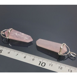 Pendentif Pointe en Quartz Rose & Argent