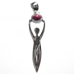 Pendentif Déesse en Argent et Rubis Vibrations Cristallines