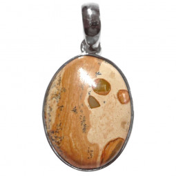 Pendentif Cabochon en Jaspe Paysage & Argent
