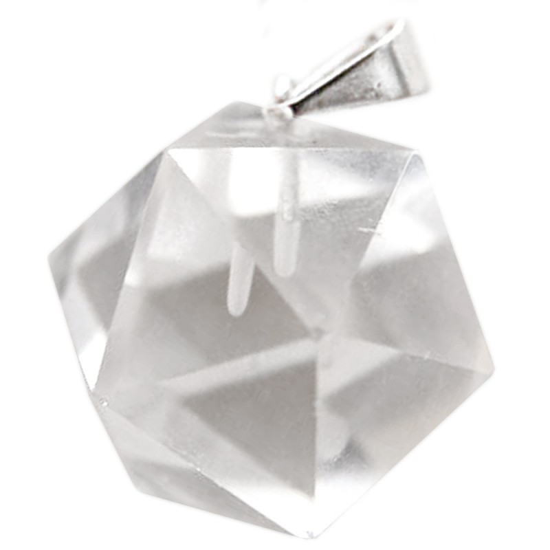 Pendentif Icosaèdre en Cristal de Roche