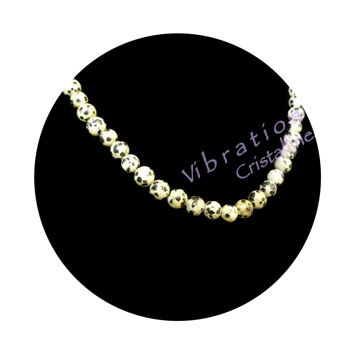 Collier en Jaspe Dalmatien - Boules de 8mm