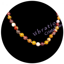 Collier Boules en Jaspe Mokaïte