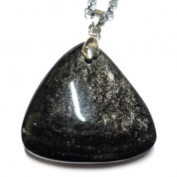 Pendentif en Obsidienne Argentée