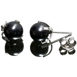 Boucles d'Oreilles en Shungite & Argent - 8mm