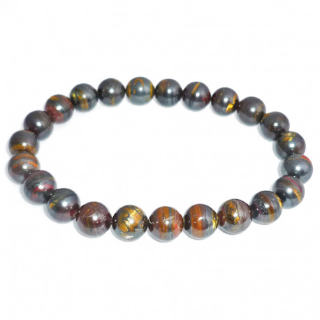 Bracelet Boules en Oeil de Fer Vibrations Cristallines