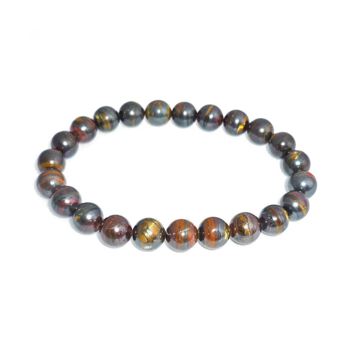 Bracelet Boules en Oeil de Fer Vibrations Cristallines