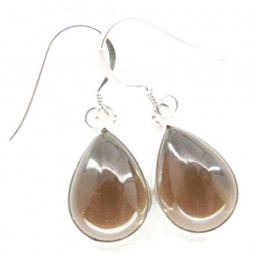 Boucles d'Oreilles en Quartz Fumé & Argent