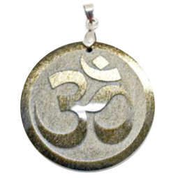 Pendentif Om en Obsidienne Dorée