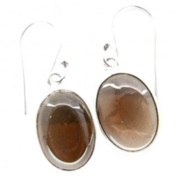 Boucles d'Oreilles en Quartz Fumé & Argent