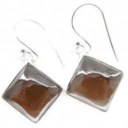 Boucles d'Oreilles en Quartz Fumé & Argent