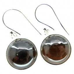 Boucles d'Oreilles en Quartz Fumé & Argent