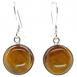 Boucles d'Oreilles en Oeil de Tigre & Argent