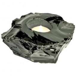 Bougeoir Photophore en Obsidienne Noire