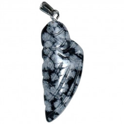 Pendentif Aile d'Ange en Obsidienne Neige