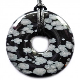 Pendentif Donut en Obsidienne Neige