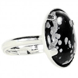 Bague Argent & Obsidienne Neige