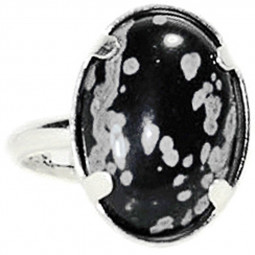 Bague Argent & Obsidienne Neige