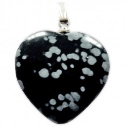 Pendentif Coeur en Obsidienne Neige