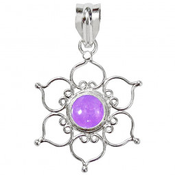Pendentif Fleur de Lotus en Argent et Quartz Rose