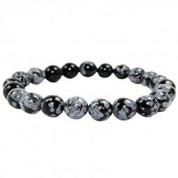 Bracelet en Obsidienne Neige - Boules  de 8 mm