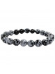 Bracelet Boules en Obsidienne Neige