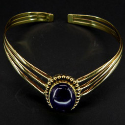 Bracelet en Bronze & Améthyste - 15x20 mm