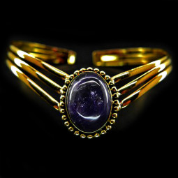 Bracelet en Bronze & Améthyste - 15x20 mm