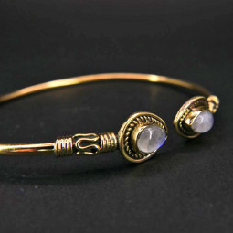 Bracelet Fin en Bronze & Pierre de Lune