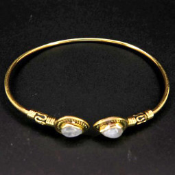 Bracelet Fin en Bronze & Pierre de Lune