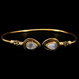Bracelet Fin en Bronze & Pierre de Lune