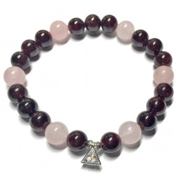 Bracelet en Grenat & Quartz Rose