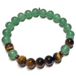 Bracelet en Aventurine Verte & Oeil de Tigre