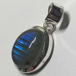 Pendentif Cabochon en Labradorite & Argent