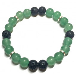 Bracelet en Aventurine Verte & Basalte