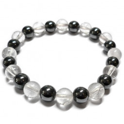 Bracelet en Cristal de Roche & Hématite
