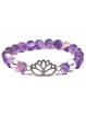 Bracelet en Cristal de Roche & Améthyste Avec Lotus