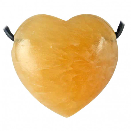 Pendentif Coeur en Calcite Orange