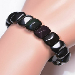 Bracelet Triple Protection Intense avec Œil de Tigre , Labradorite Noire  et Obsidienne Noire Boules de 10 mm