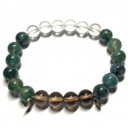 Bracelet en Quartz Fumé & Agate Mousse