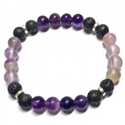 Bracelet en Fluorite & Basalte
