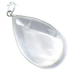 Pendentif Goutte en Cristal de Roche et Argent